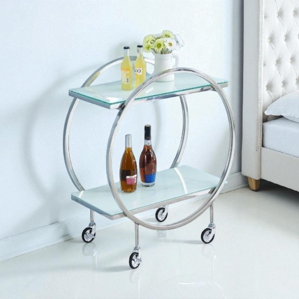 Chariot Argent Marbre Blanc