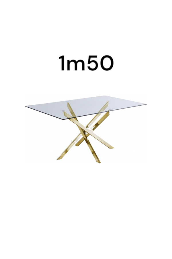Table Rectangulaire Olivia 1m50 Transparent Pied Dore