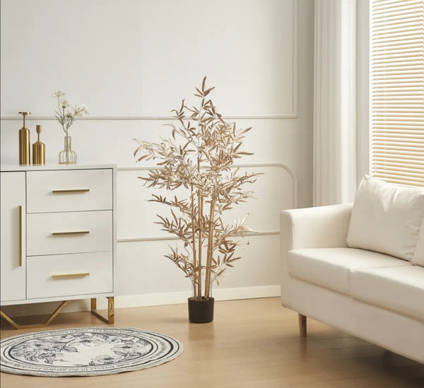 Plante Artificielle Bambou Dore Inclus 120 CM