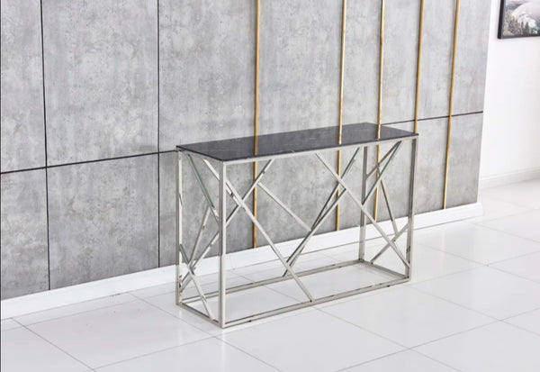 Console Geomag Chrome Marbre Noir 120x40x78 CM