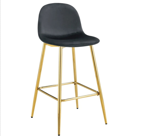Tabouret de Bar Scandinave Pied Dore Velours