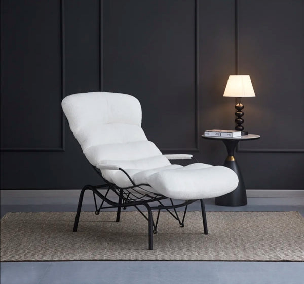 Fauteuil Monica Metal Noir Doudou Blanc