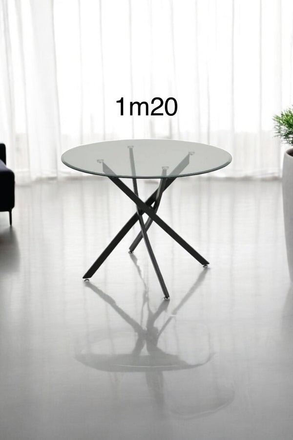 Table Rond Olivia 1m20 Transparent Pied Noir