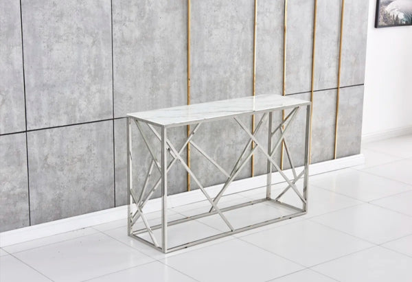 Console Geomag Chrome Marbre Blanc 120x40x78 CM