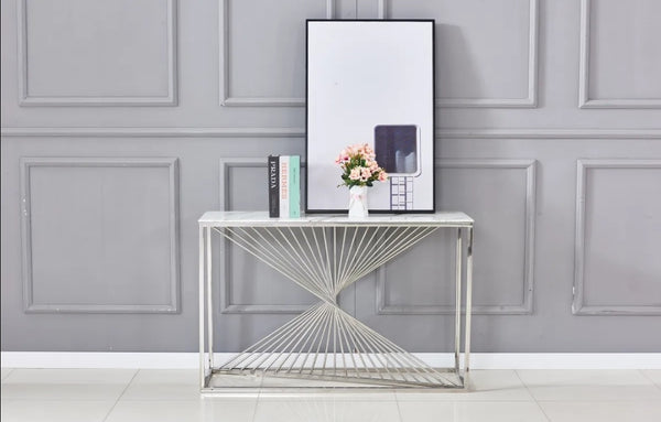 Console Brittany Chrome Marbre Blanc 120x40x78 CM