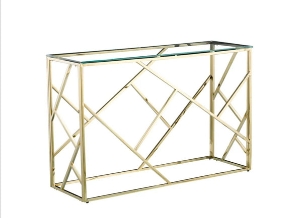 Console Geomag Transparent 120x40x78 CM Pied Gold