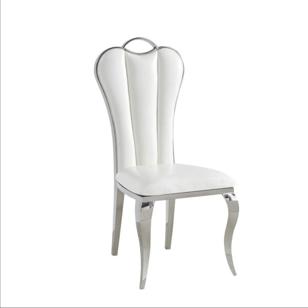 Chaise Alice Simili Cuir Pied Argent