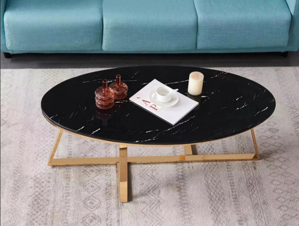 Table Basse Gamma Gold Marbre Noir 120x60x45 CM