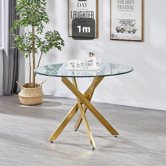 Table Rond Olivia Transparent Pied Dore
