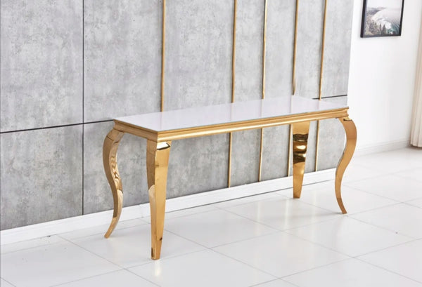 Console Baroque Gold Resine Blanche 110x50x85 CM