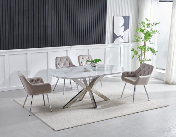 Table a Manger Ceramique Ophelia 1m50 Pied Argent