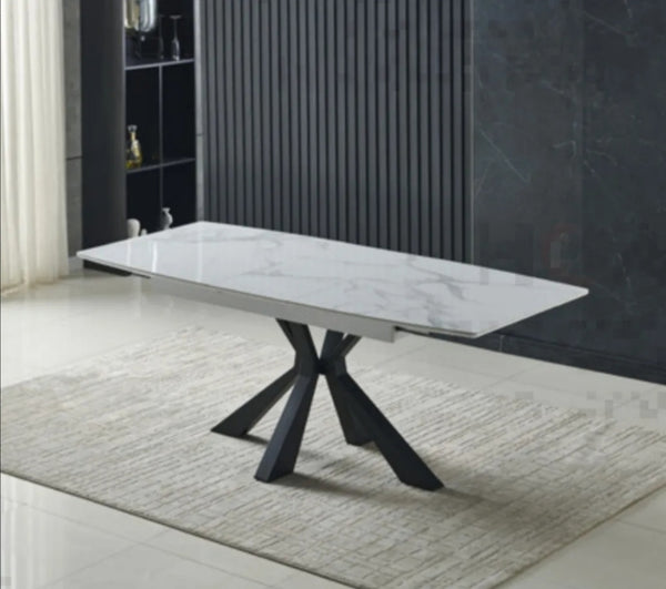 Table Spike Rallonge Ceramique Pied Noir