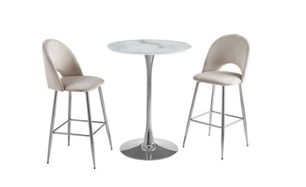 Table de Bar Rosa Pied Argent