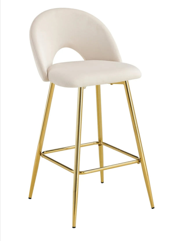 Tabouret de Bar Teddy Pied Dore Velours