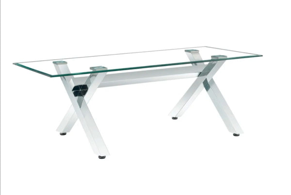 Table Repas Ixe Metal Chrome Transparent 180x90x75 CM