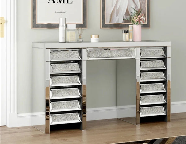 Coiffeuse Crushed Diamond 13 Tiroirs 133x46x80 CM
