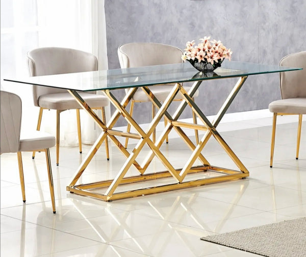 Table Repas Triangle Gold Transparent 180x90 CM