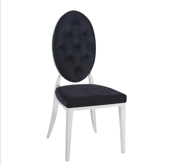 Chaise Medaillon Capitonnee Pied Chrome