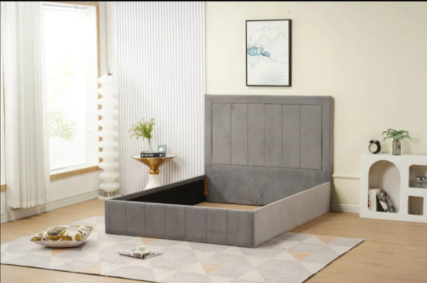 Cadre de Lit Polo Velours Gris Vendu Sans Sommier