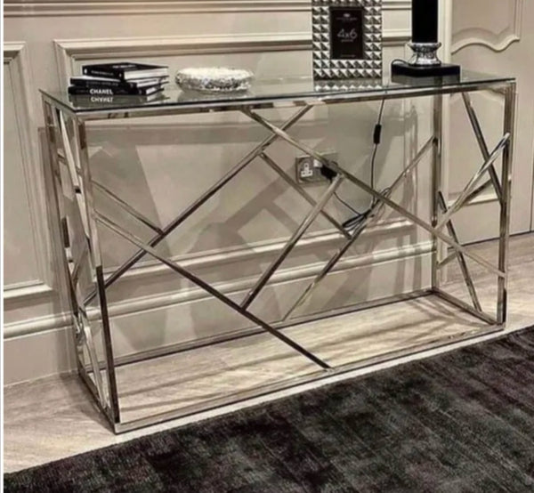 Console Geomag Transparent 120x40x78 CM Pied Chrome