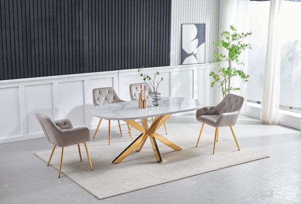 Table a Manger Ceramique Ophelia 1m80 Pied Dore