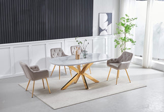 Table a Manger Ceramique Ophelia 1m80 Pied Dore