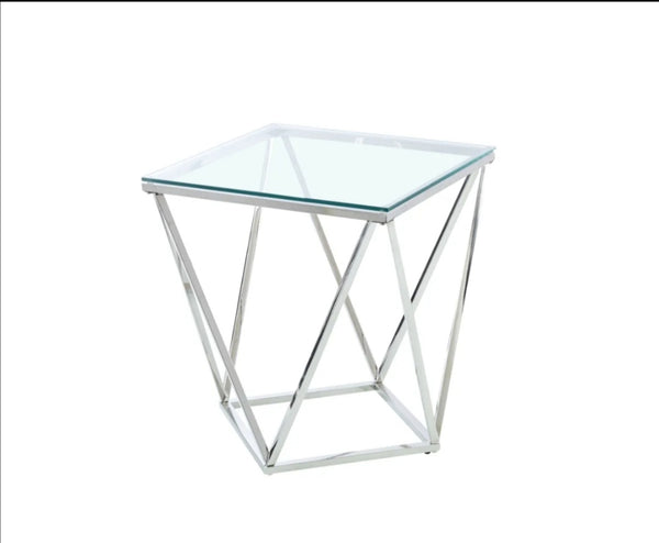 Bout de Canape Alina Chrome Transparent 50x50 CM