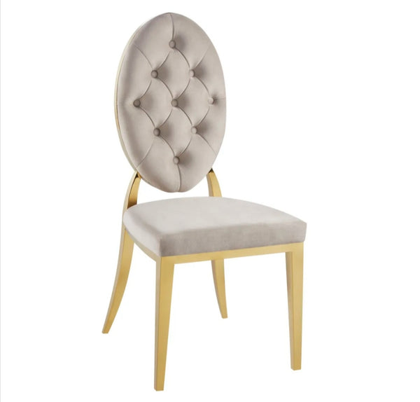Chaise Medaillon Capitonnee Pied Gold