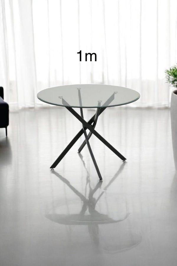 Table Rond Olivia Transparent Pied Noir