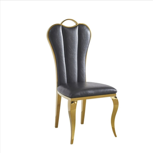 Chaise Alice Simili Cuir Pied Dore