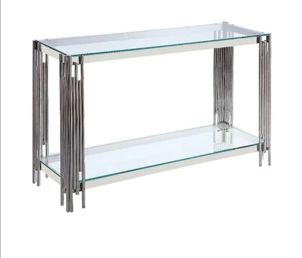 Console Flute Chrome Transparent 120x40x78 CM