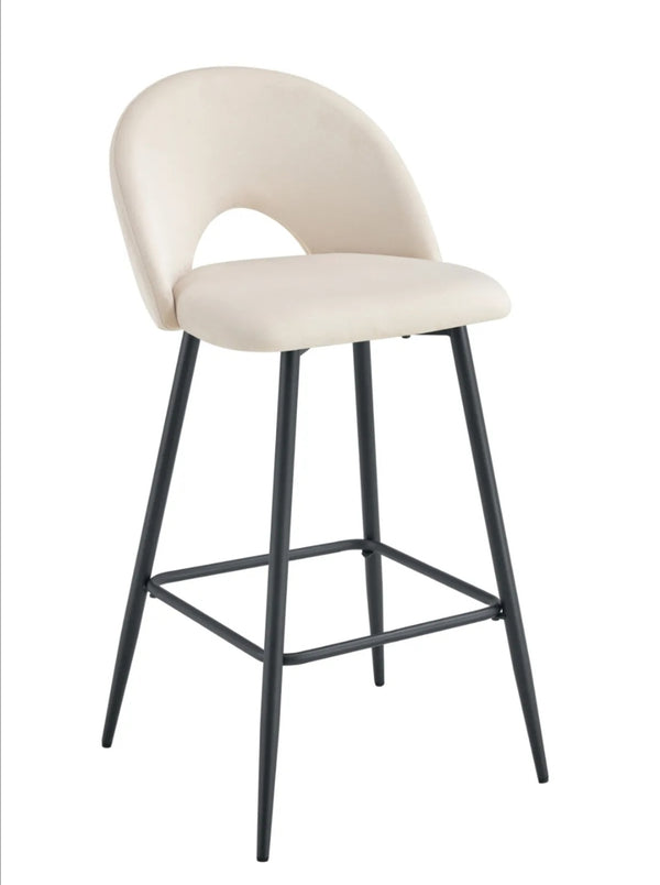 Tabouret de Bar Teddy Pied Metal Noir Velours